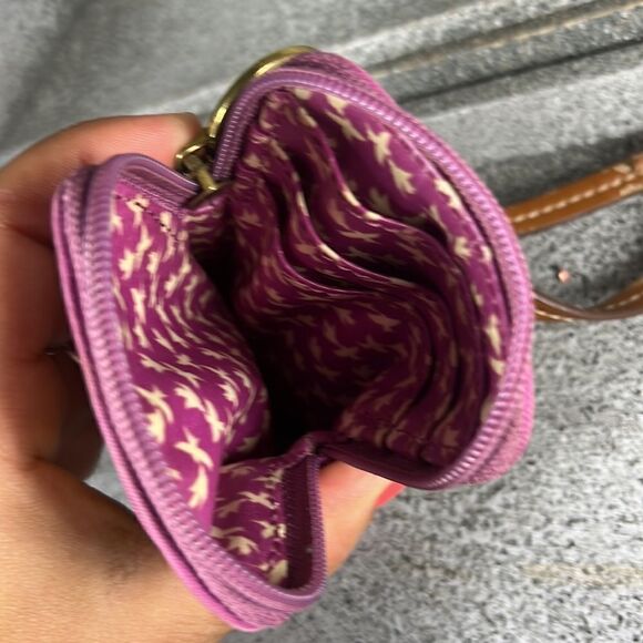 Fossil Striped Coated Canvas Wallet Wristlet - Picture 4 of 4